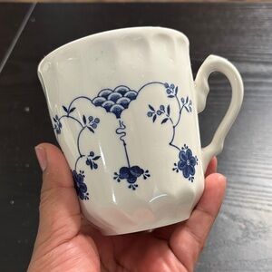 White and Blue Floral Mug